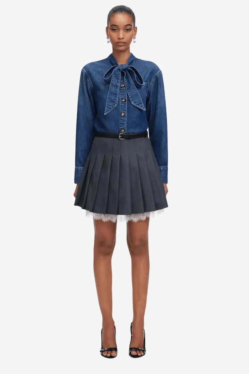 Denim Tie Neck Shirt