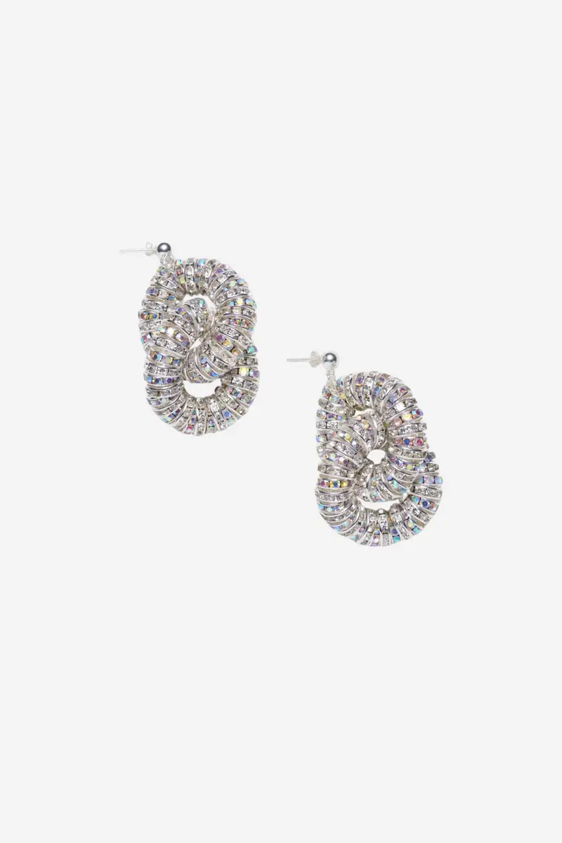 Diamond Tire Earrings Silver