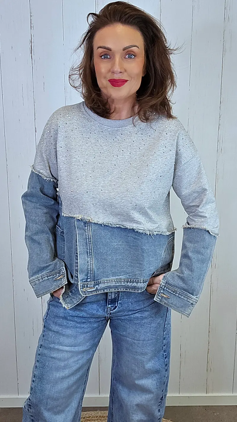 Diana Denimgenser med glitter og joggestoff