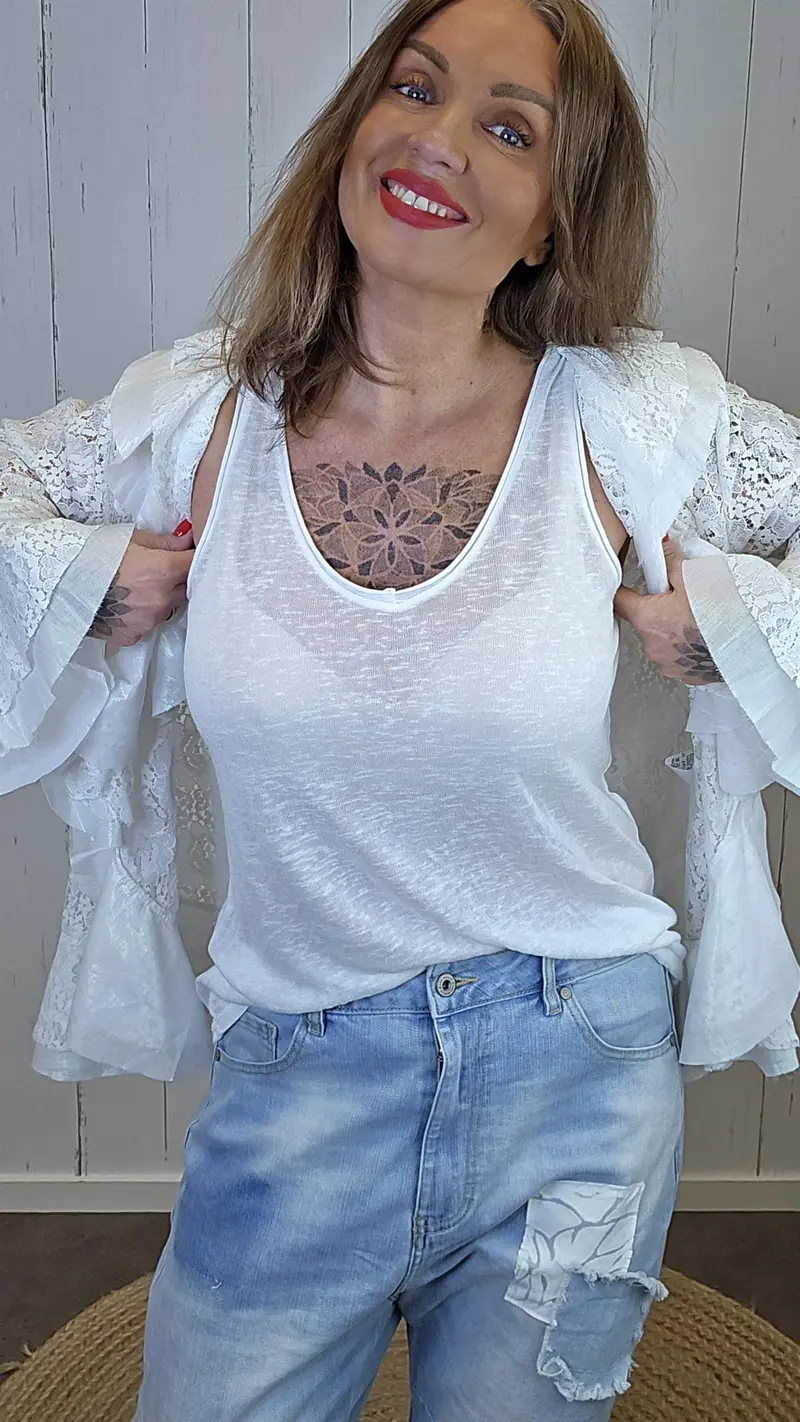 Dina singlet basic Hvit
