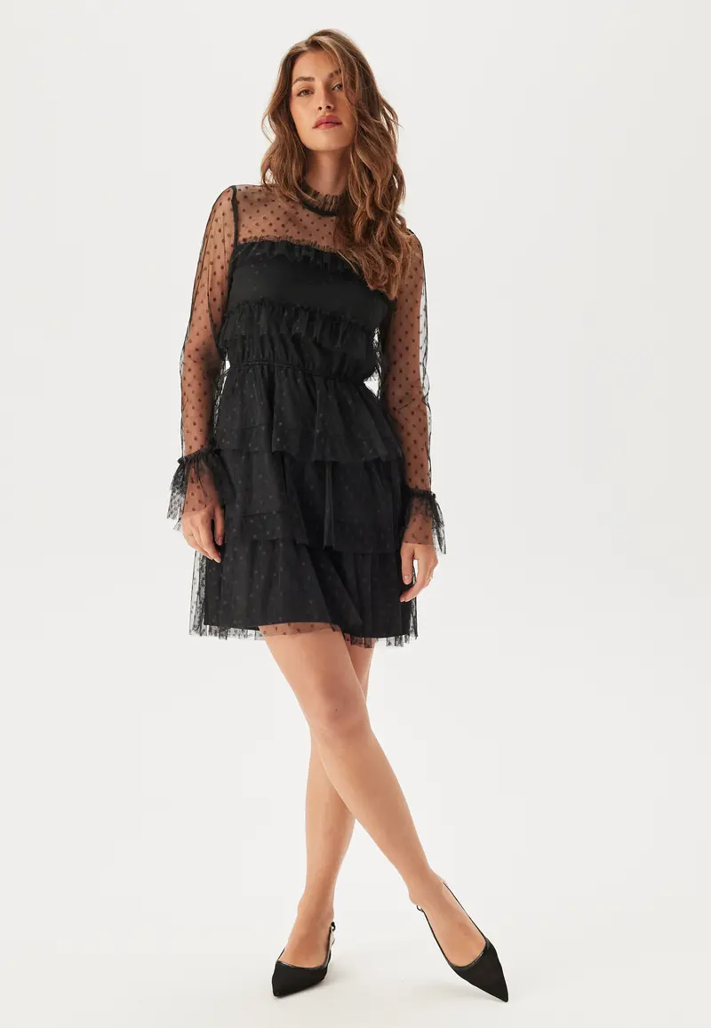 Dotted Mesh L/S Dress