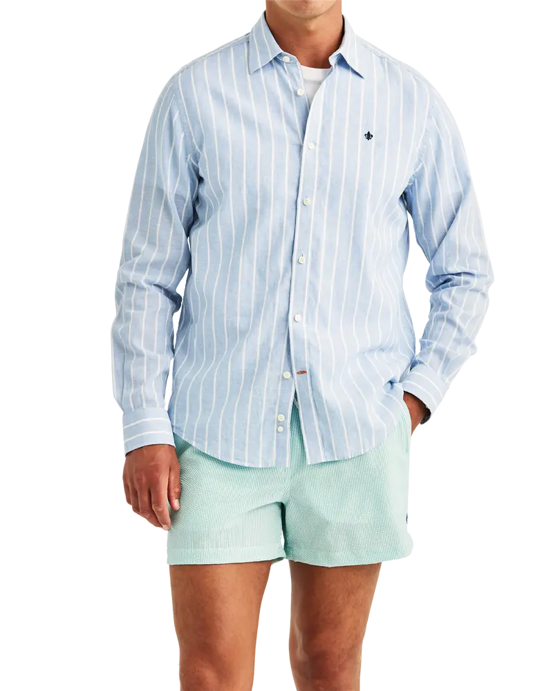 Douglas Linen Mix Stripe Shirt – Light Blue