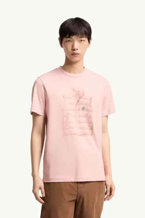 Down Jacket Print Cotton T-Shirt Pink