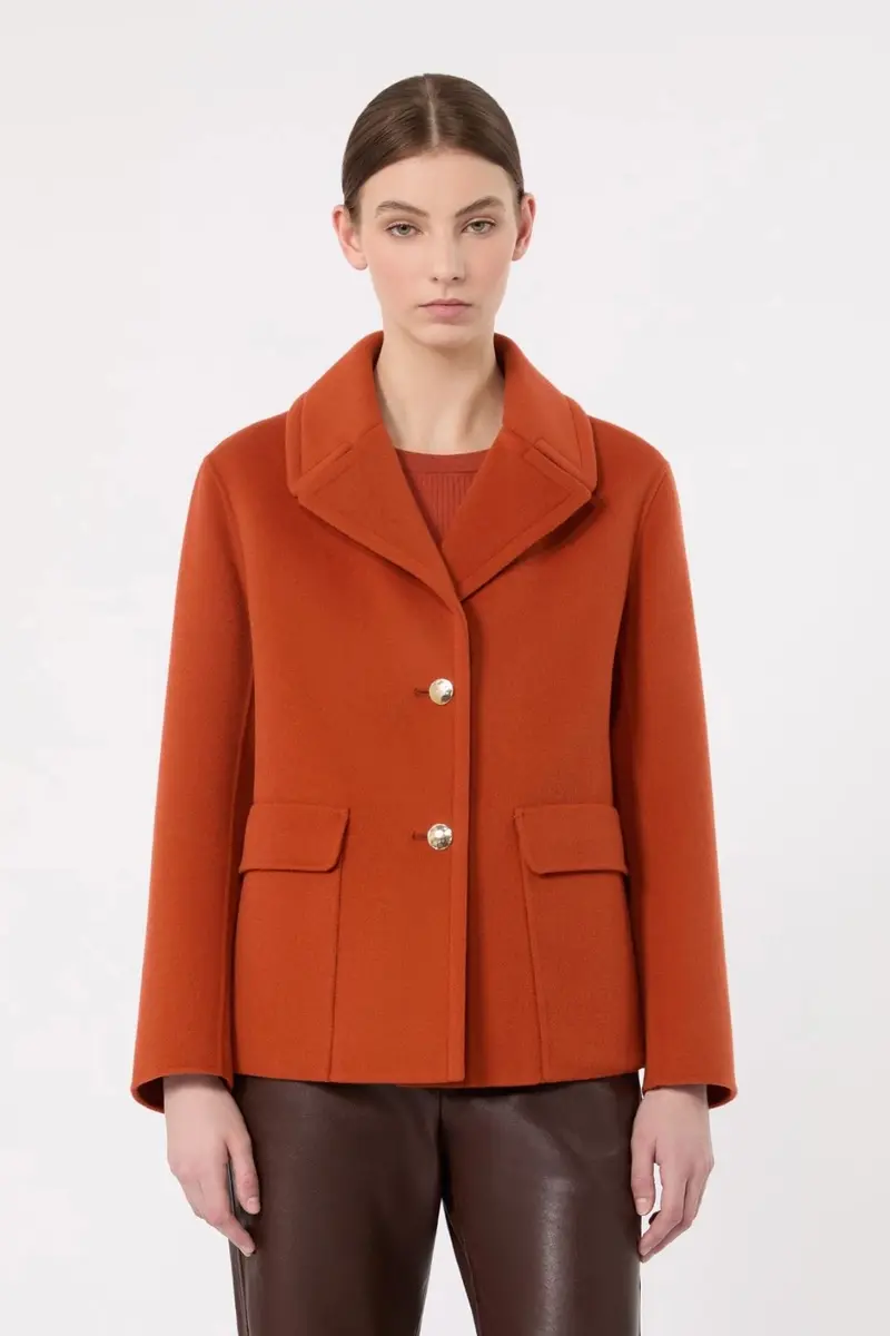 Drap Wool Single-Breasted Jacket Orange