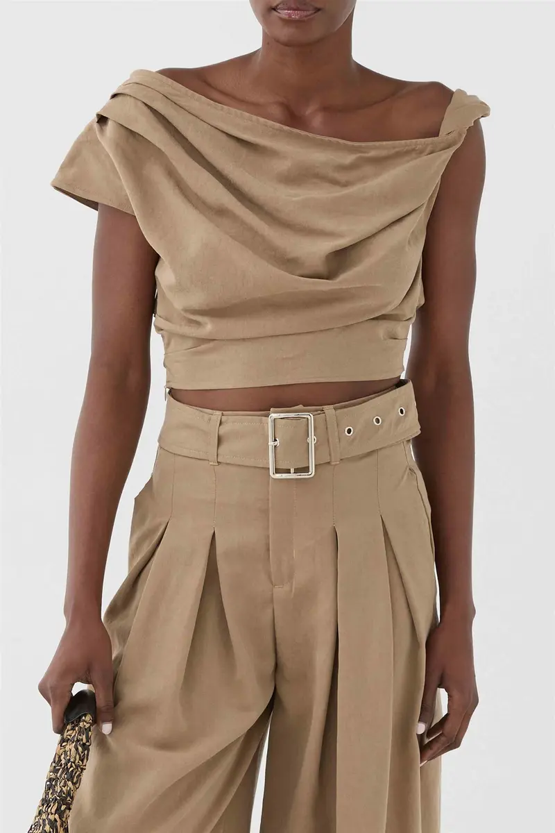 Drape Top Beige