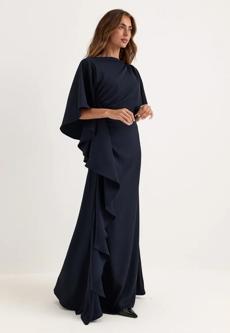 Draped Flounce Gown