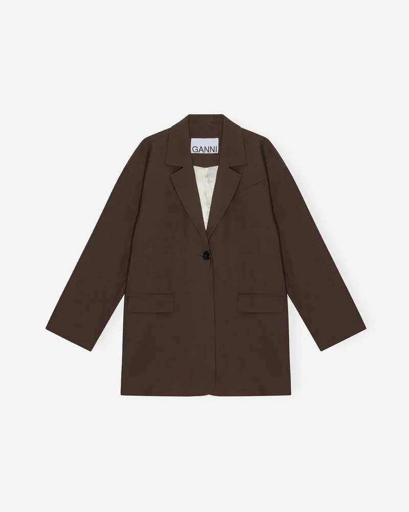Drapey Melange Dropped Shoulder Boxy Blazer - Mole