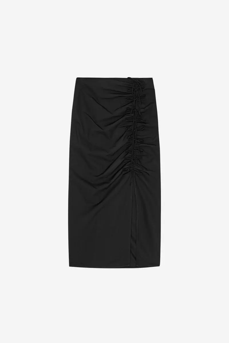 Drapey Melange Midi Skirt Black