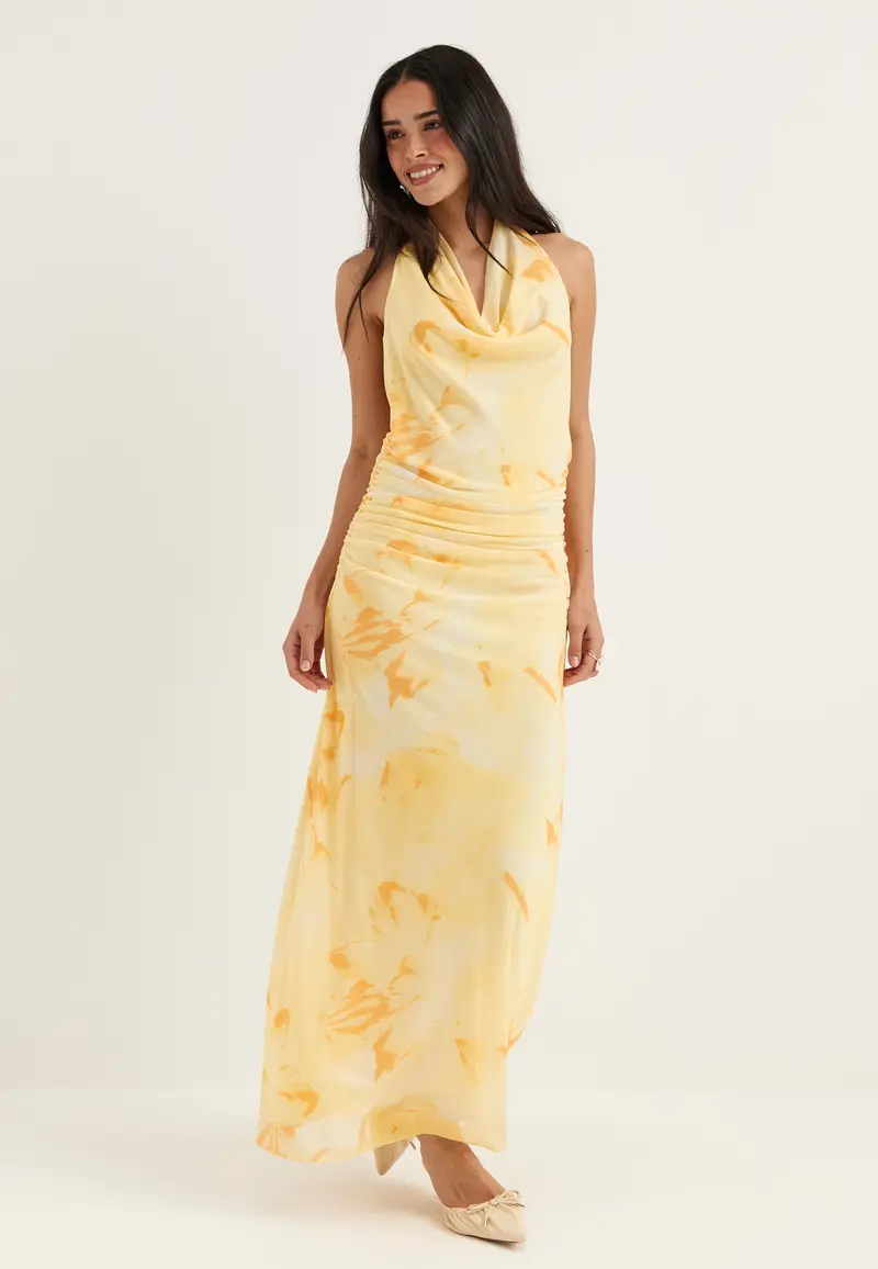 Drapy Halterneck Mesh Dress