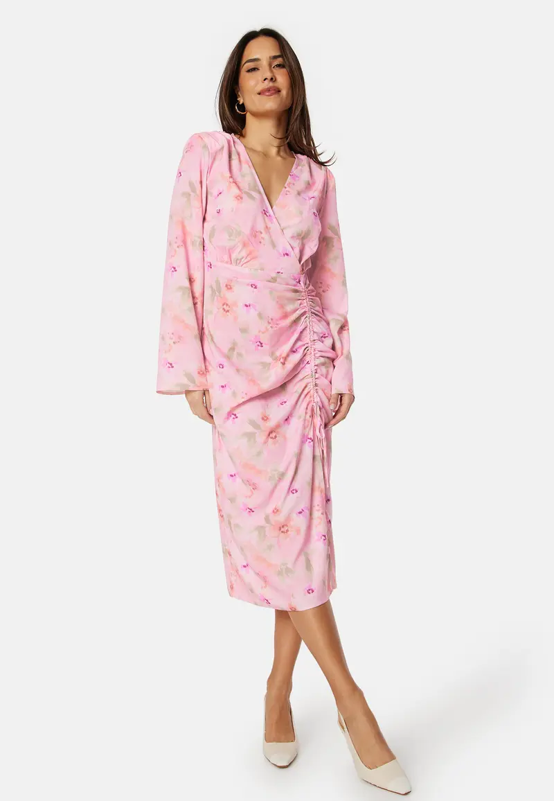 Drawstring L/S Midi Dress
