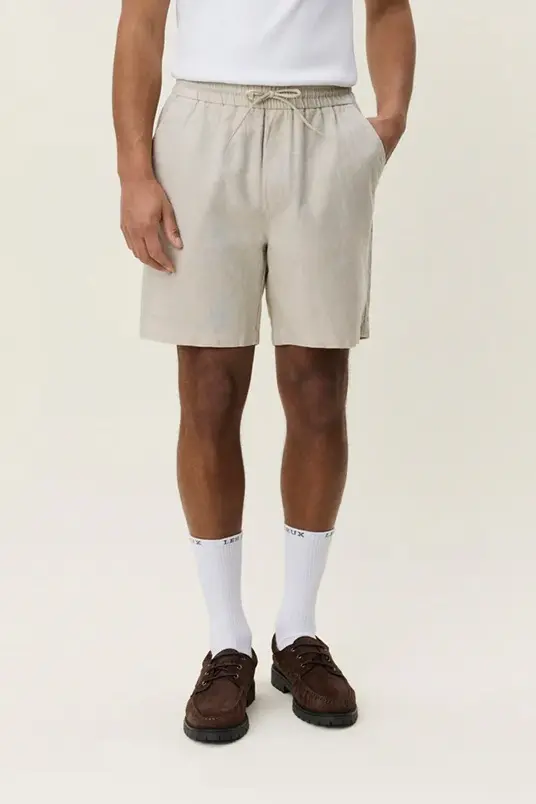 Drawstring Linen Shorts Light Sand