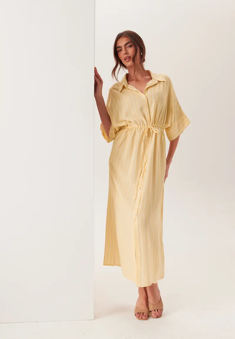 Drawstring Viscose Shirt Dress