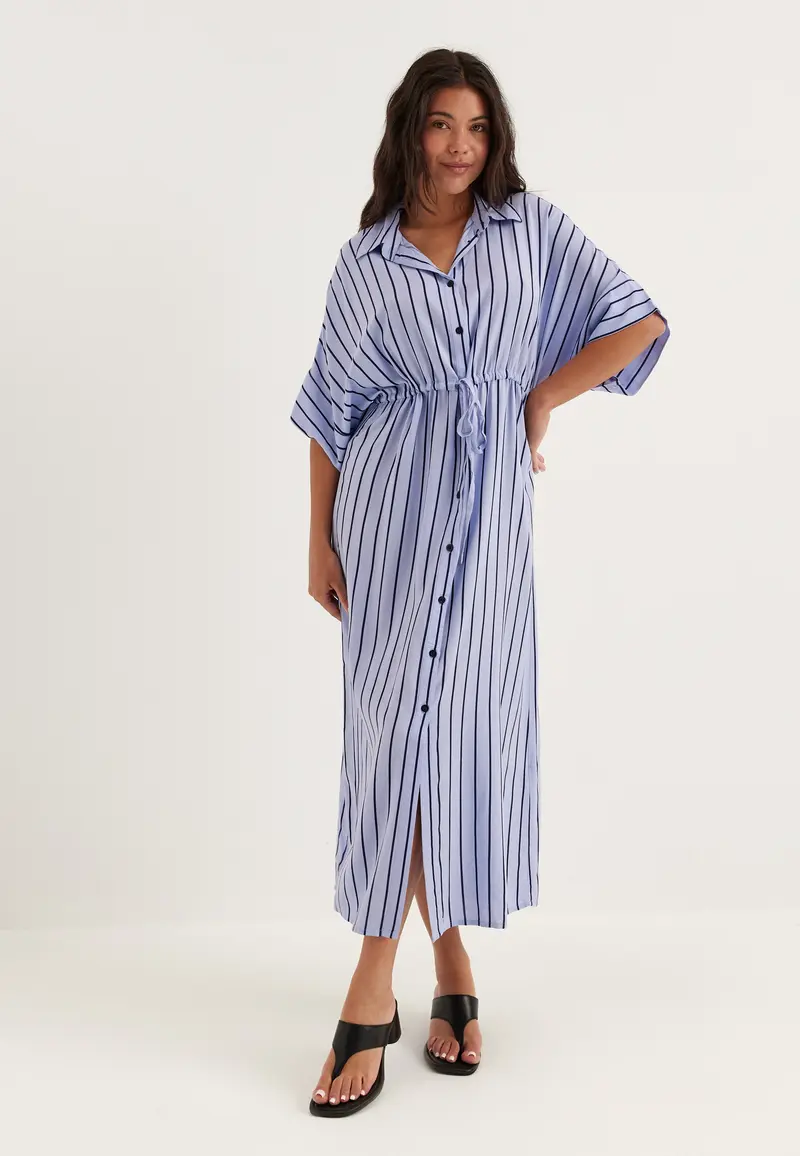 Drawstring Viscose Shirt Dress