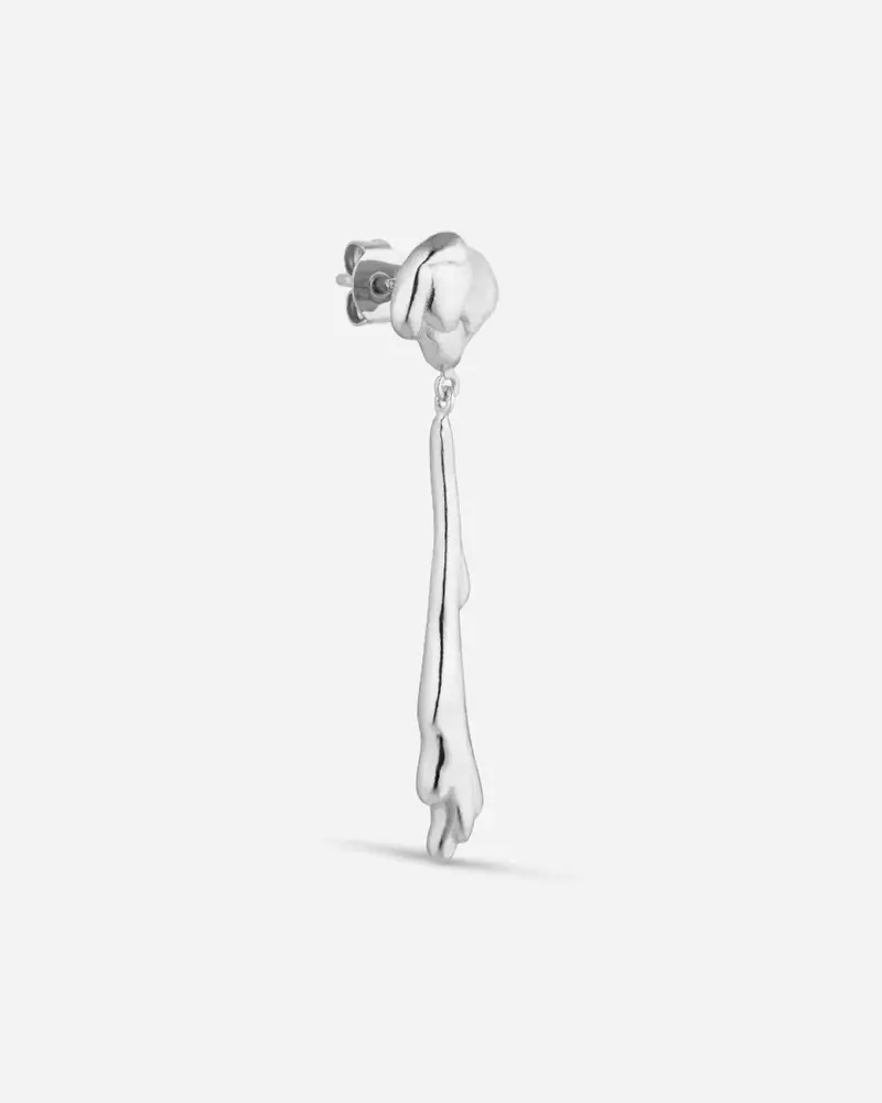 Drippy Earring with Drop Pendant - Silver