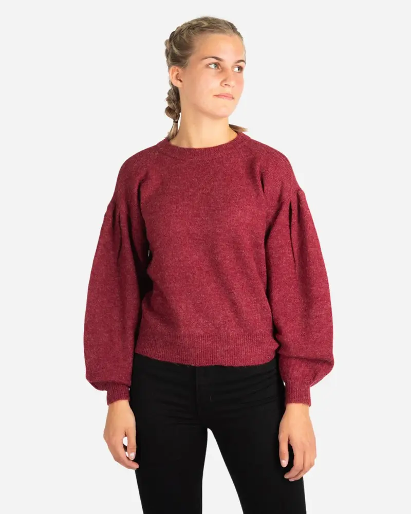 Drop Shoulder Knit - Red Wine