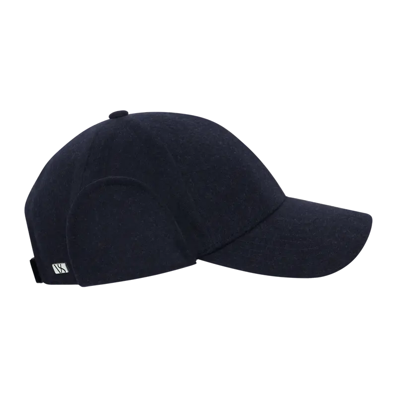 Earflap Merino Wool Cap Dark Navy