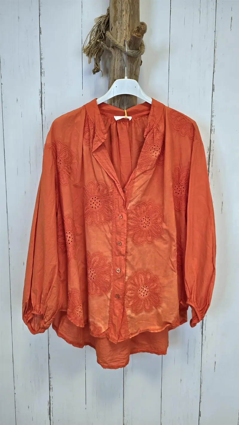 Elin brodert bluse orange