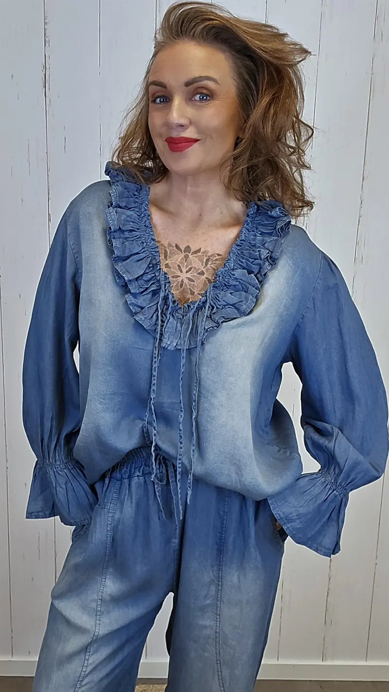 Elin tencelbluse blå