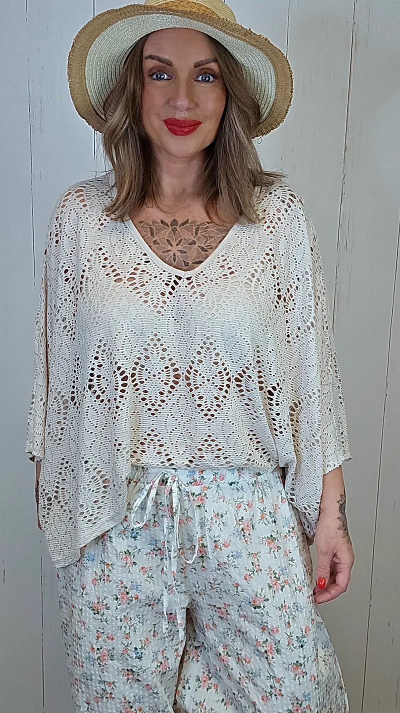 Eline poncho topp blonde Beige