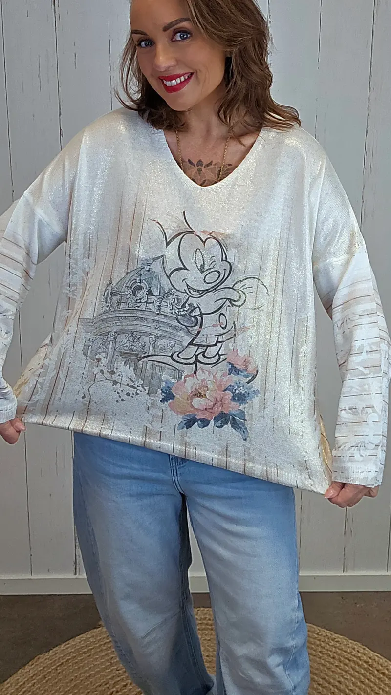 Elise V-hals topp med print