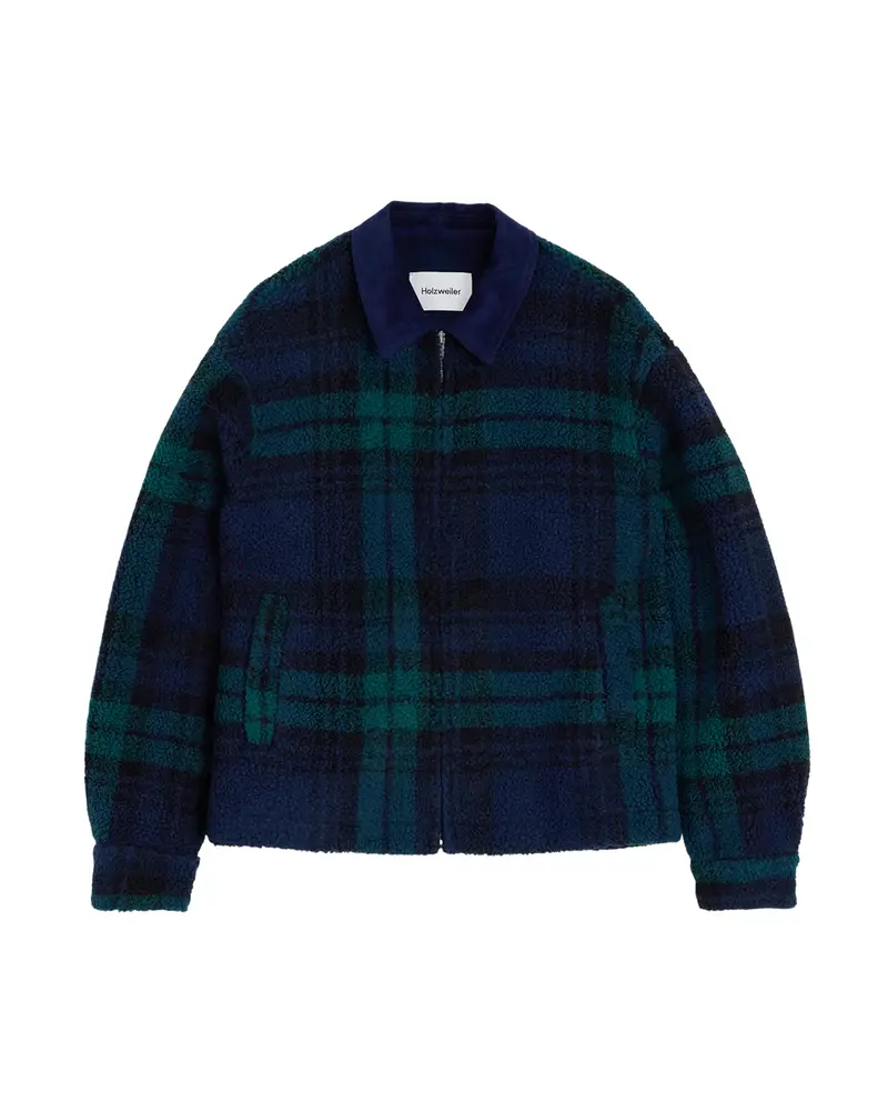 Elix Fleece Overshirt – Navy Check