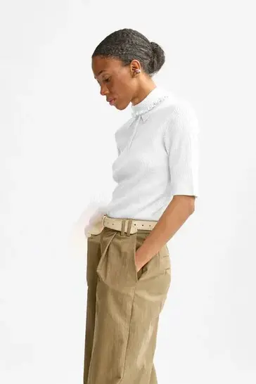 Ella Polo Knit White