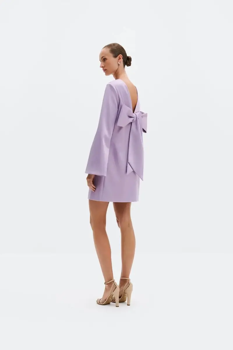 Elna Bow Detailed Mini Dress Lavender