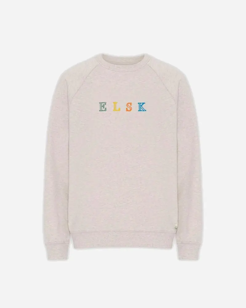 ELSK® PURE STROKE EMB TVÆRS MEN'S CREWNECK - SNOW MELANGE