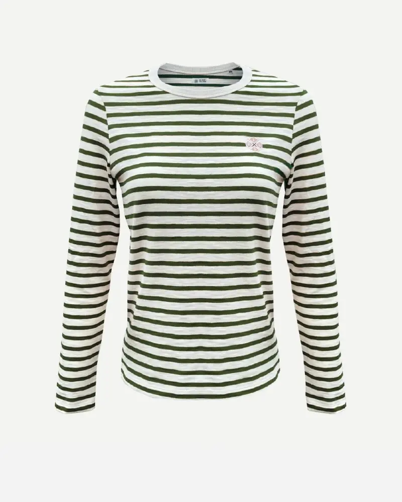 ELSK WBC EMB LS STRIPE - Offwhite/Pine Grove