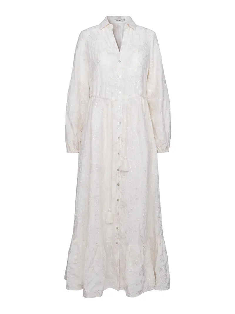 Embroidery seq dress Creme