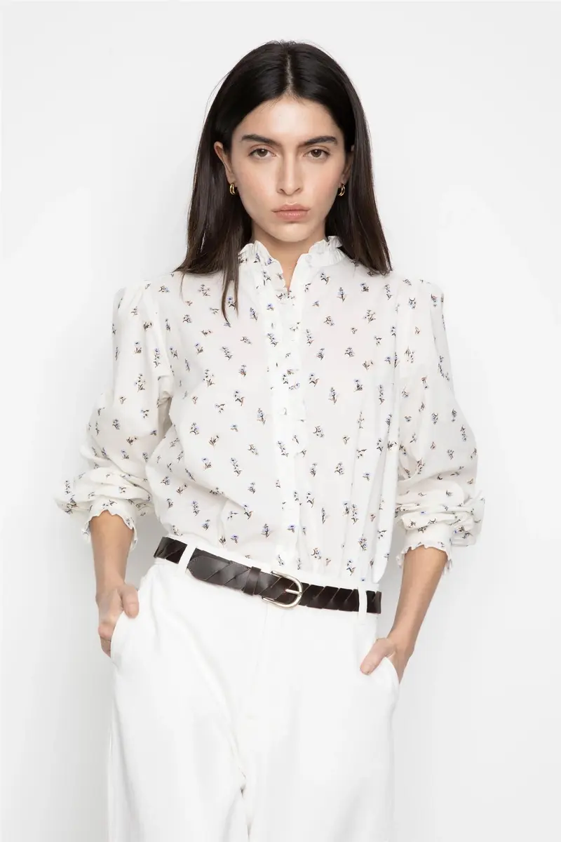 Emily Blouse White Anemone Print