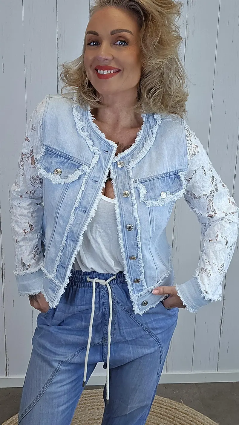 Emma denim- og blondejakke