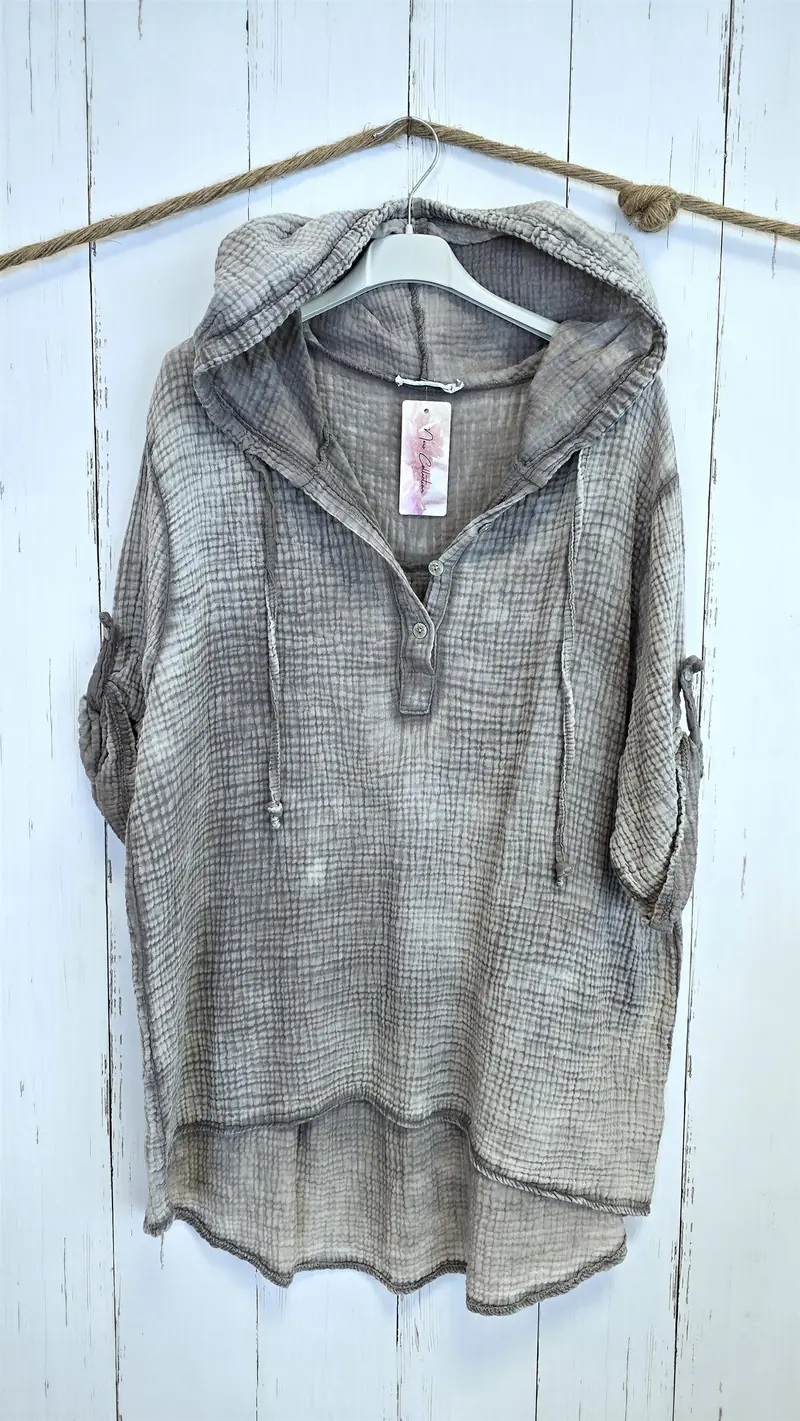 Erika vaffel hette bluse taupe