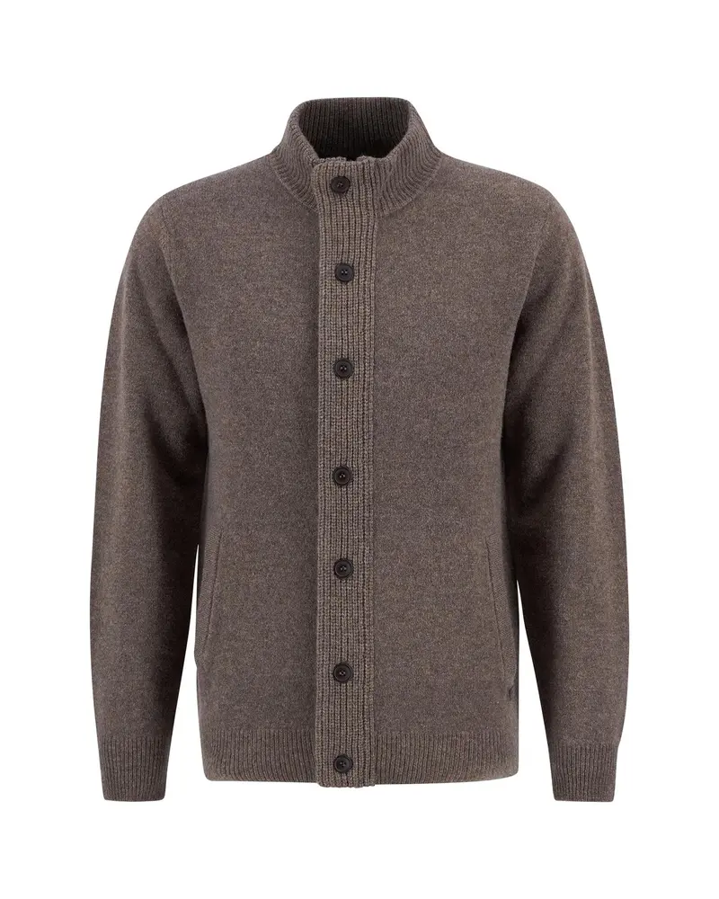 Essential Elbow-Patch Cardigan - Dark Stone