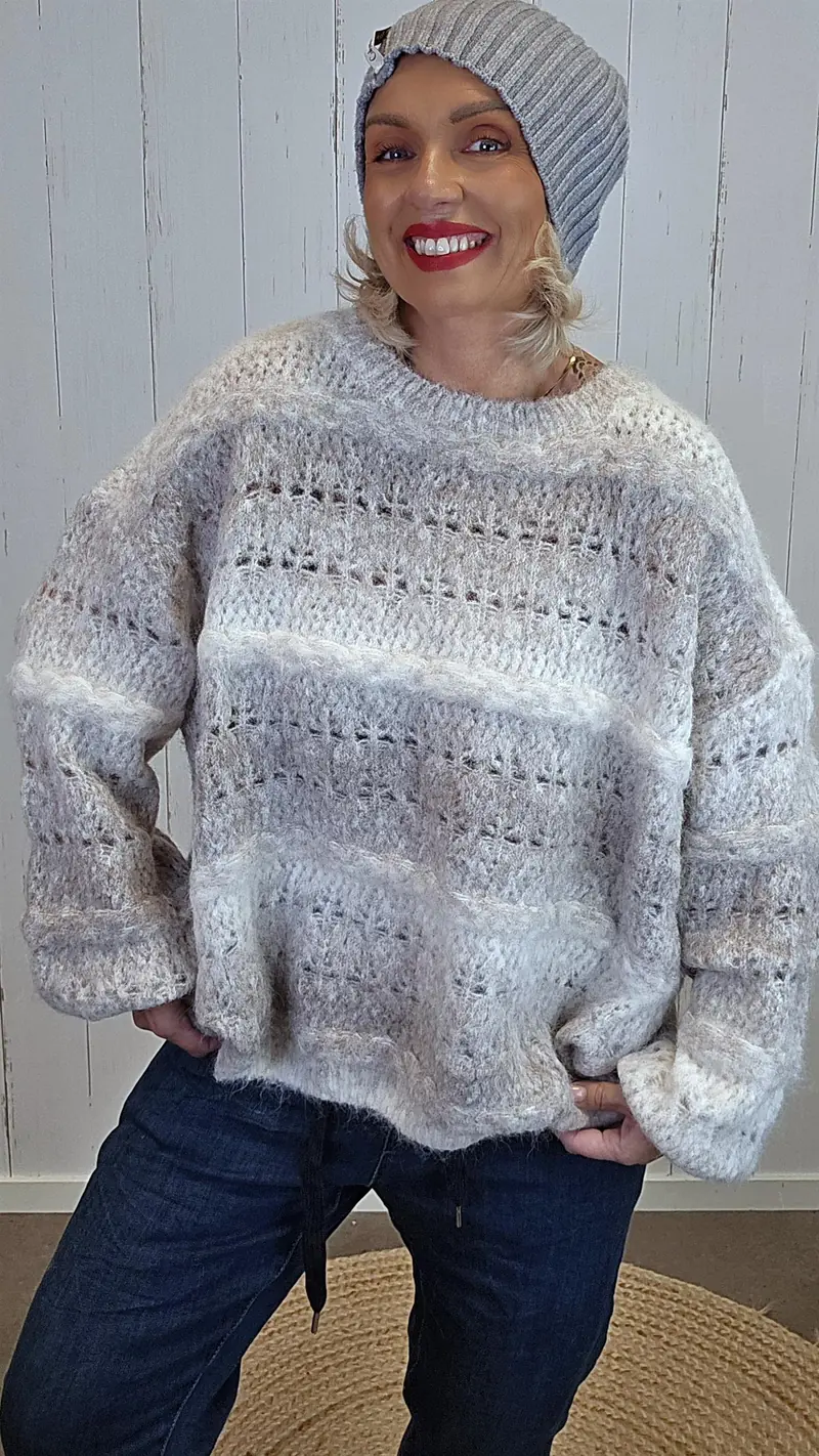 Eva melert strikkegenser beige