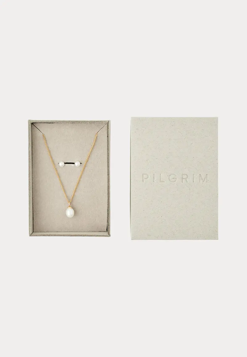 Evena Gift Set, Necklace & Earstuds, gold-plated
