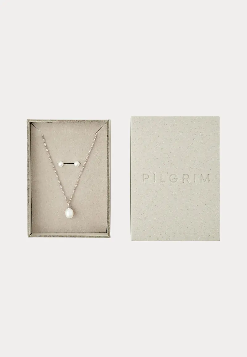 Evena Gift Set, Necklace & Earstuds, silver-plated