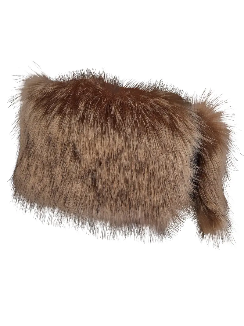 Faux faur adjustable head band Natural