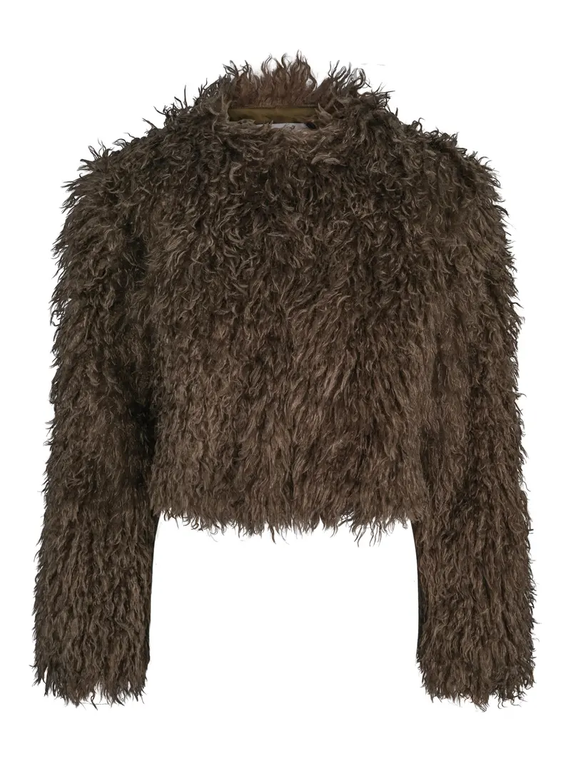 Faux fur fashion jacket Olive