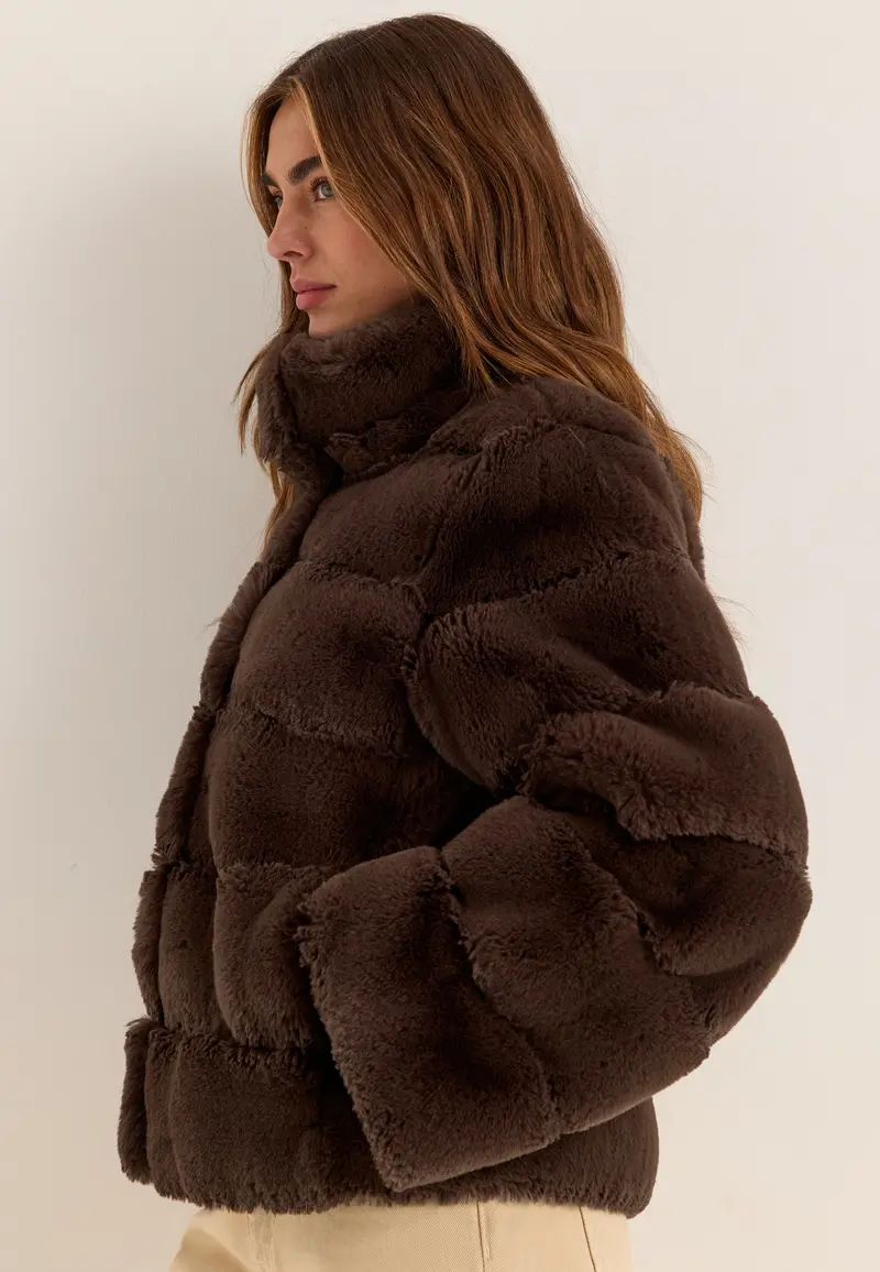 Faux fur High Collar Coat
