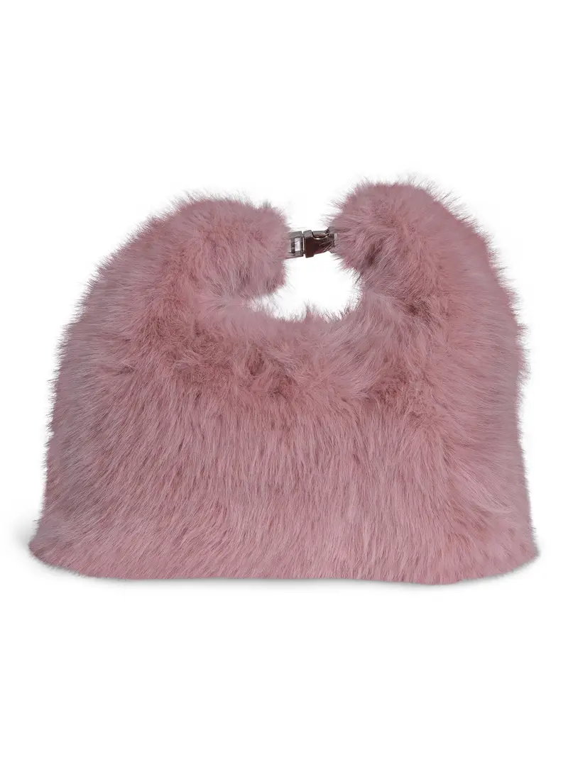 faux fut hobo bag Dusty Rose