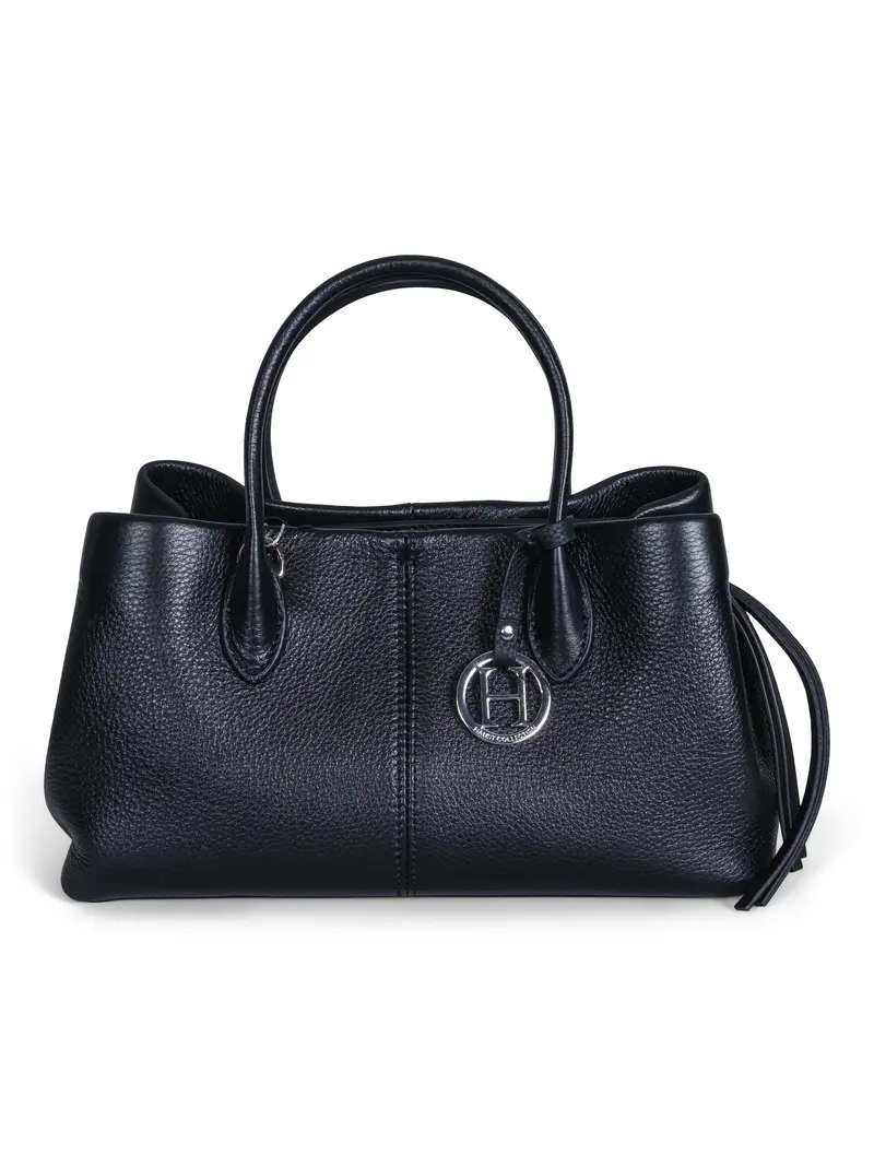 Feminine medium leather bag Black