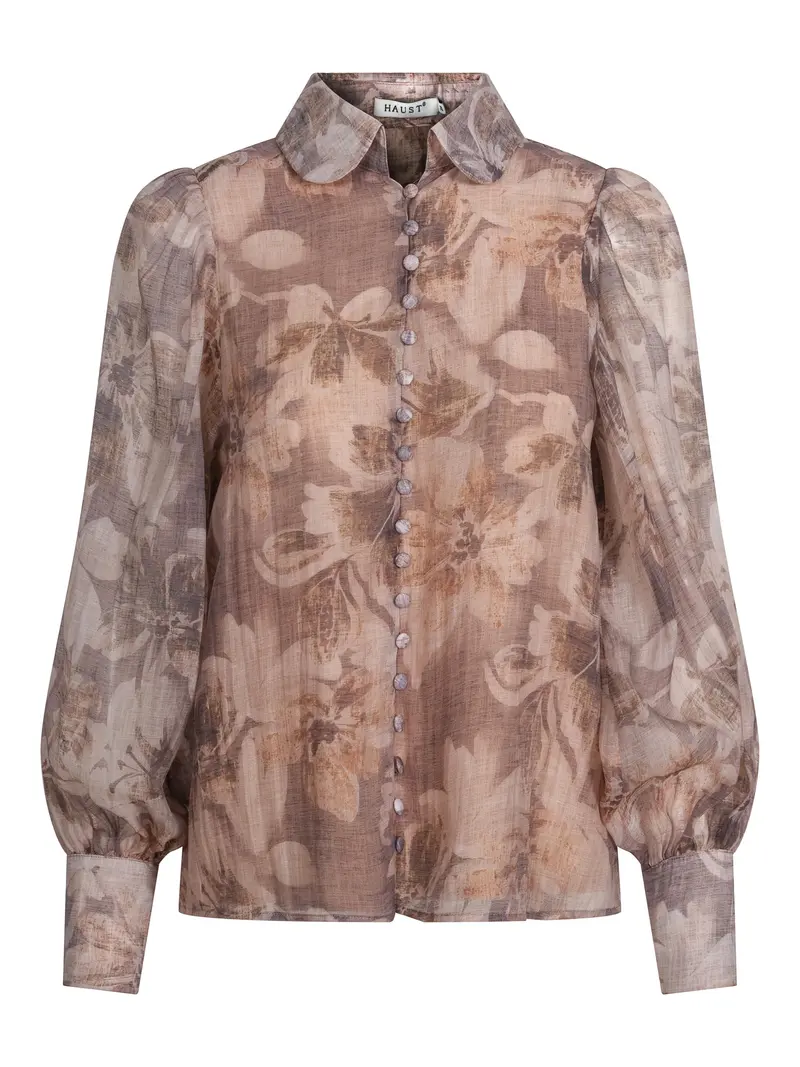 Feminine piping blouse Brown