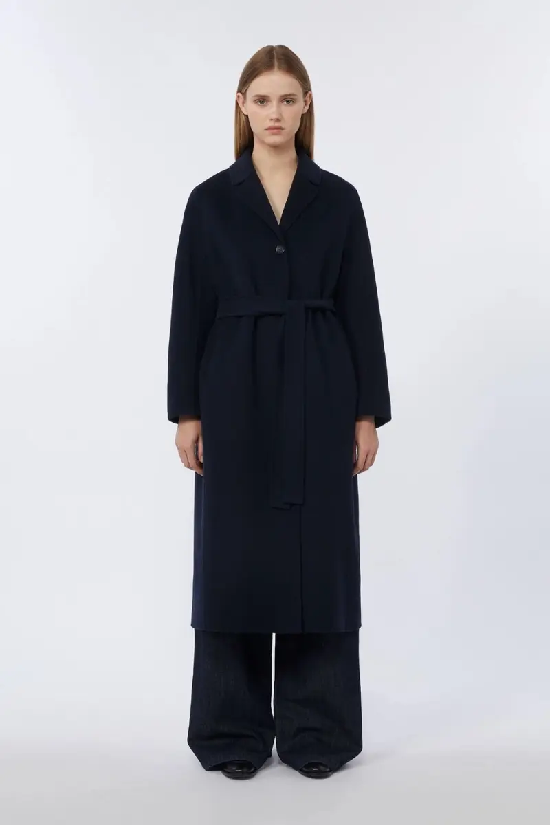 Flared Wool Coat Midnight Blue