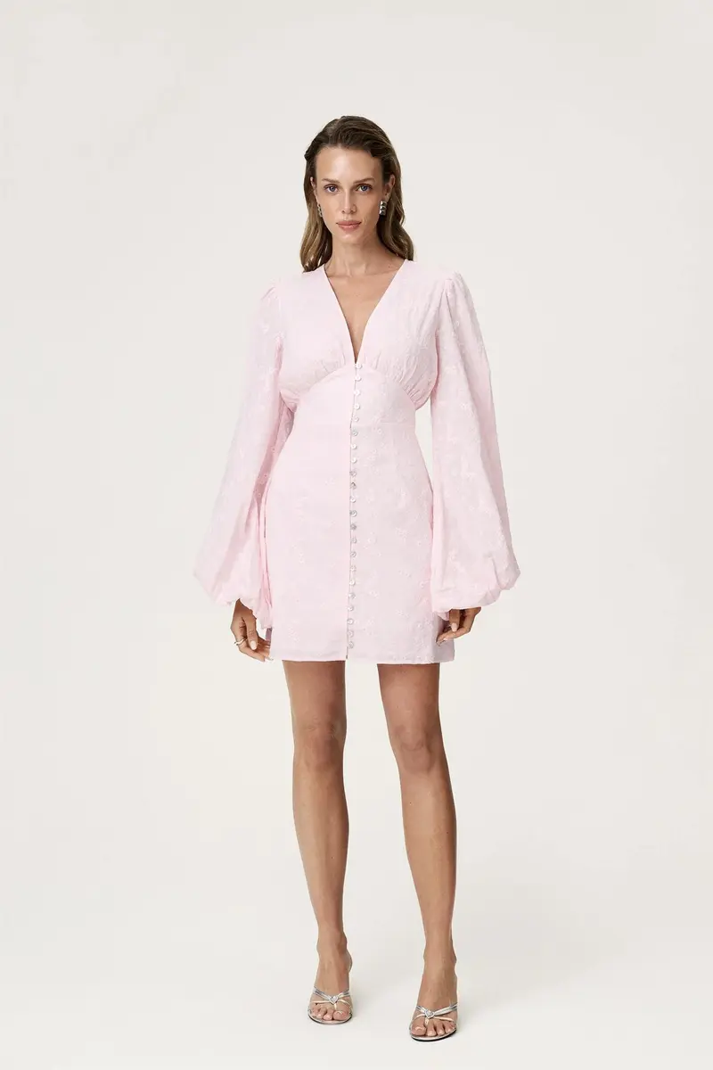 Florence Dress Pink Embroidery