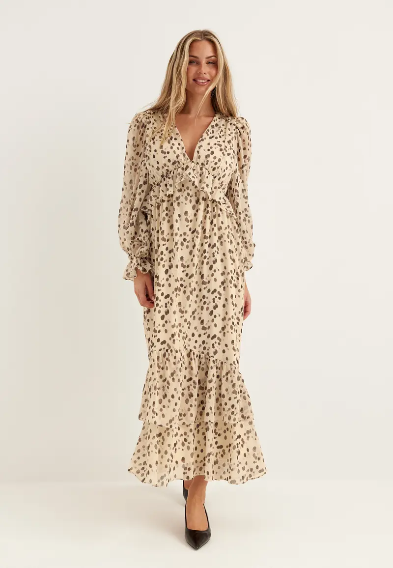 Flounce Chiffon Ankle Dress
