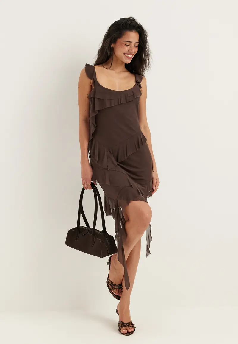 Flounce Mesh Short Dress