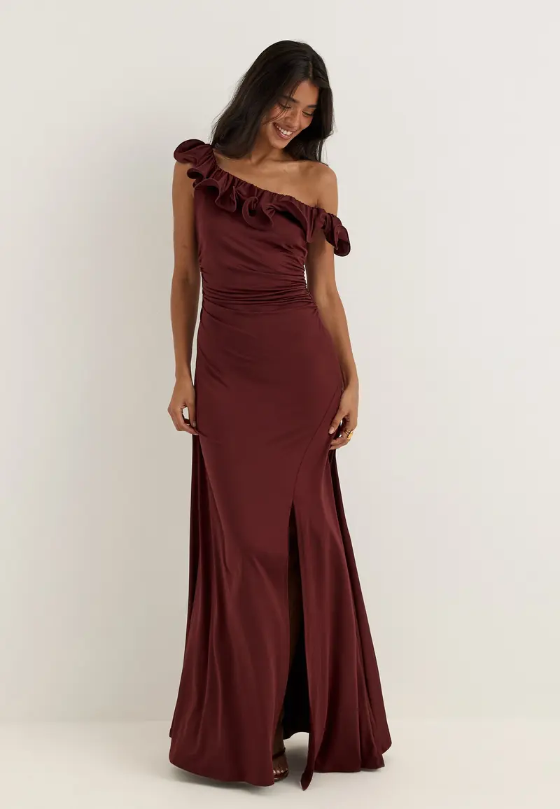 Flounce Neckline Soft Gown