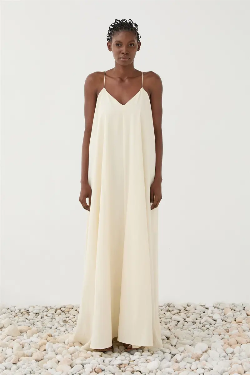 Flowy Maxi Dress Bianco Panna