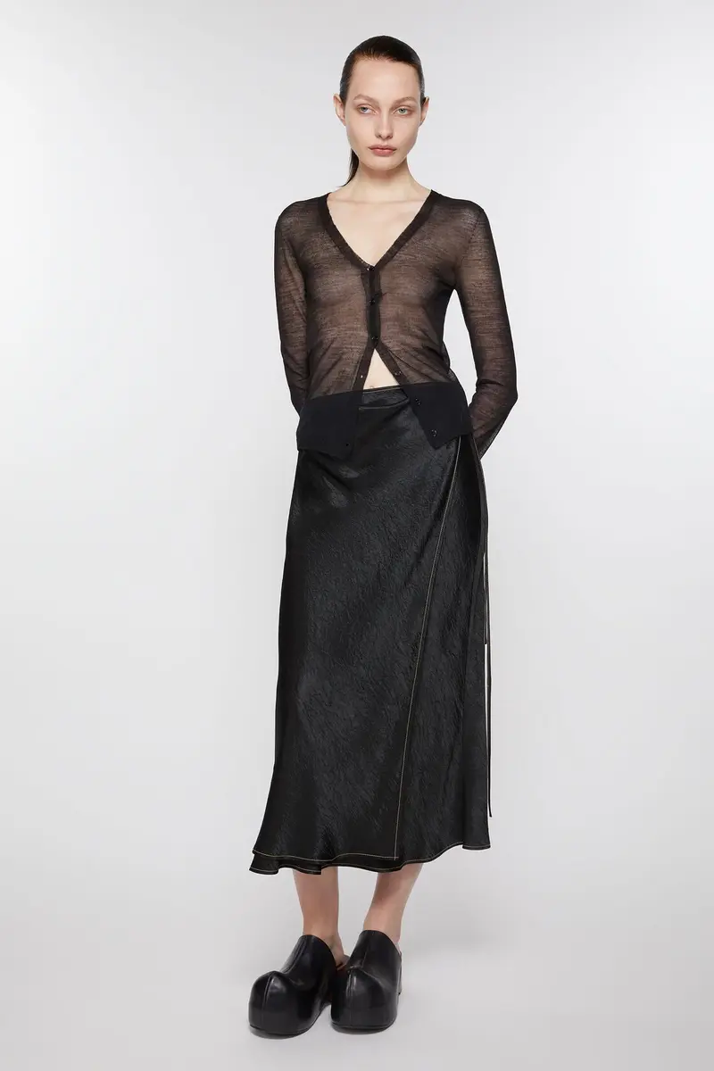 Fluid Satin Wrap Skirt